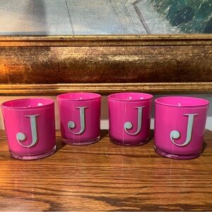 New Opal House Glass Monogram J Scented Candles 4pc Set gift 3.5 inches
